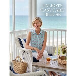 Talbots Easy Care Sleeveless Flamingo Blouse